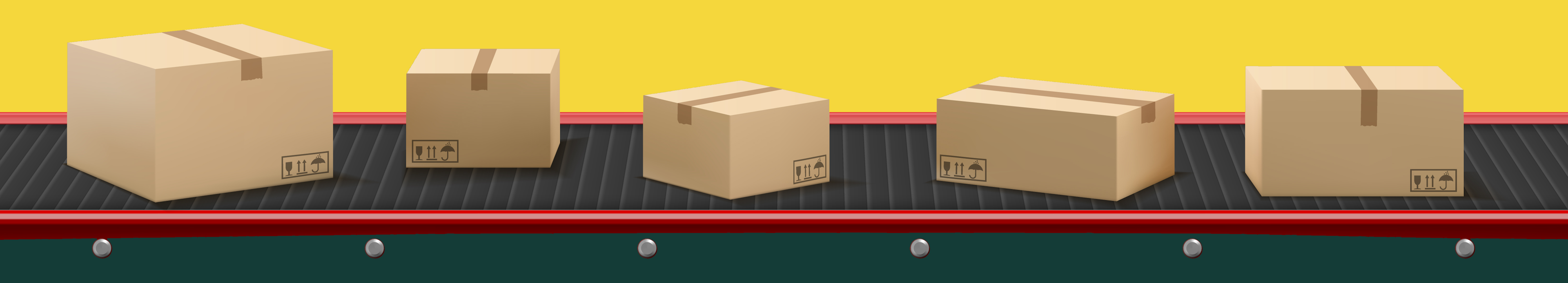 Boxes on a conveyer belt