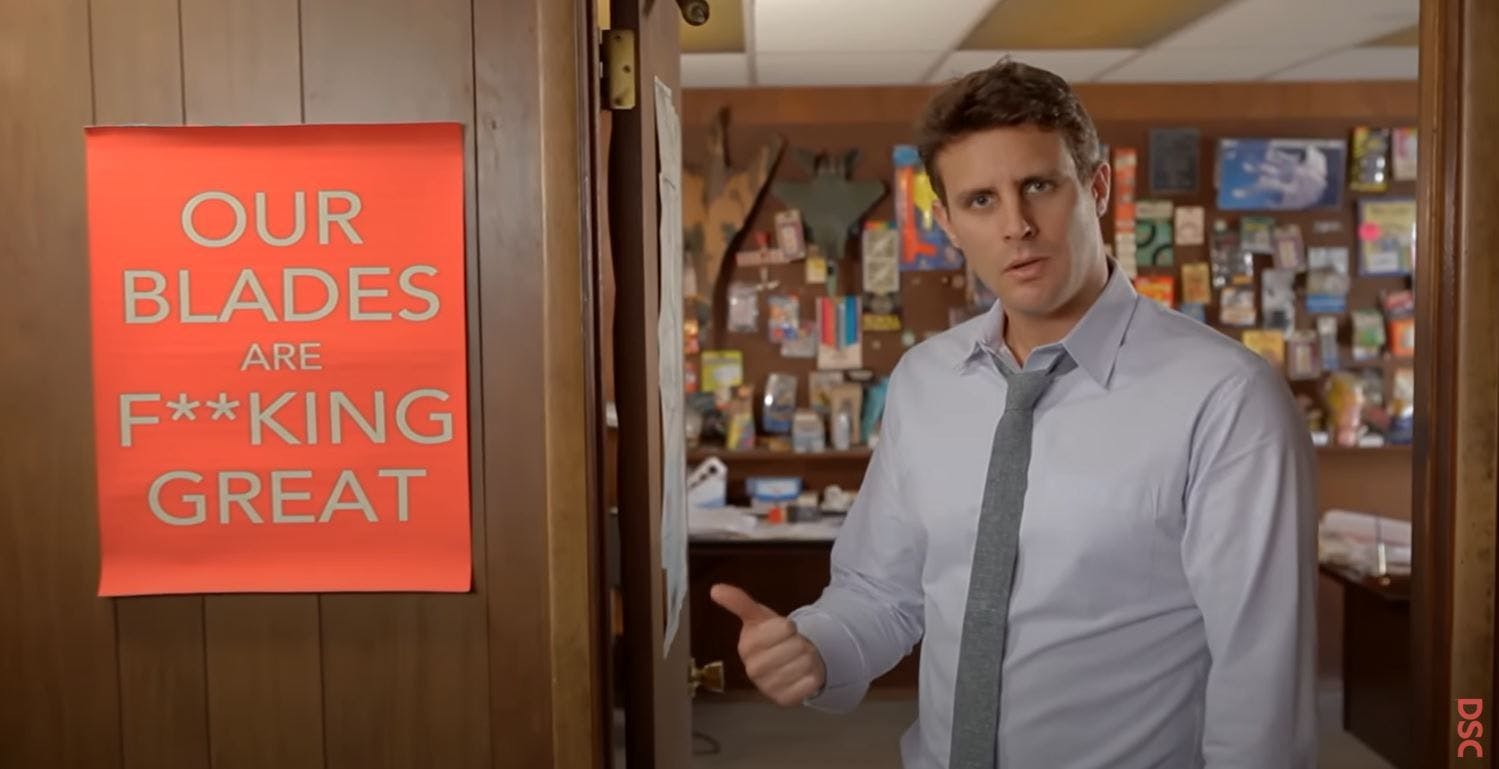 Michael Dubin in the Dollar Shave Club launch video 